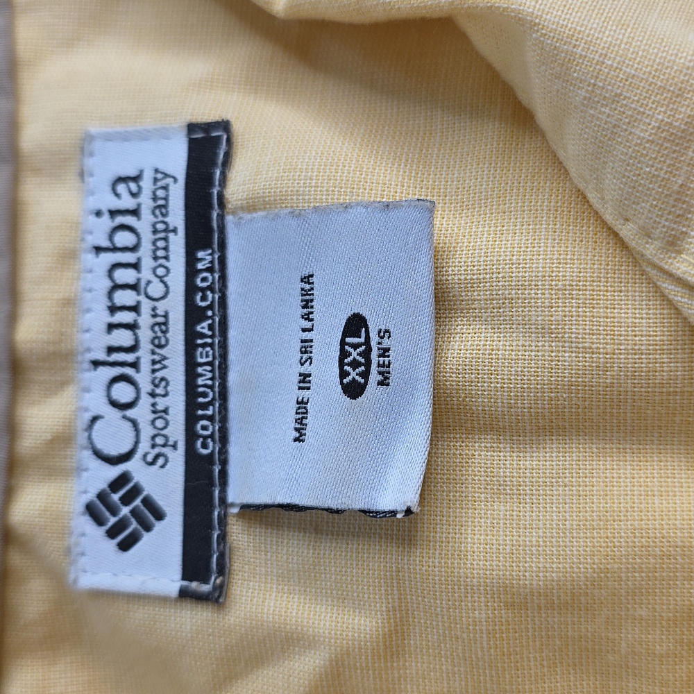 Columbia Sportwear Light Yellow Button Down Short Sleeve Shirt Size XXL S-1894 - Picture 6 of 7
